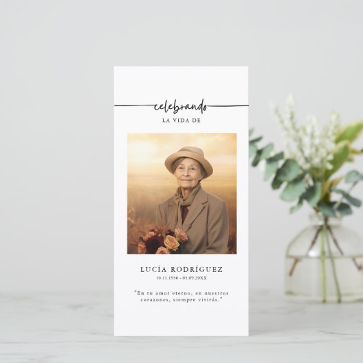 Memorial Keepake Spanisches Beerdigungs-Foto-Lesez (Stehend Vorderseite)