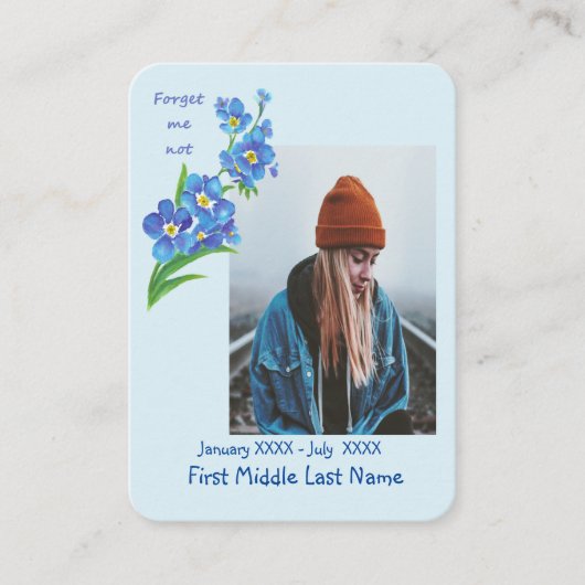 Memorial Keepake Vergessen-Me-Nicht-Blume Visitenkarte (Vorderseite)