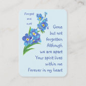 Memorial Keepake Vergessen-Me-Nicht-Blume Visitenkarte (Rückseite)