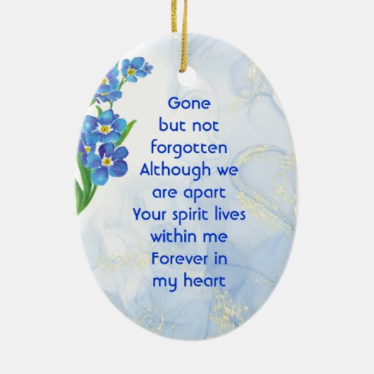 Memorial Keepake Vergiss mich nicht" Blume Keramik Ornament (Hinten)