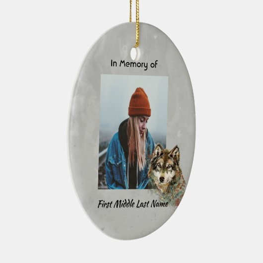 Memorial Keepake Wasserfarbe Wolf Tiere Keramik Ornament (Rechts)