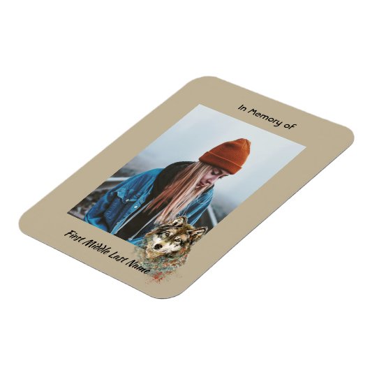 Memorial Keepake Wasserfarbe Wolf Tiere Magnet (Linke Seite)