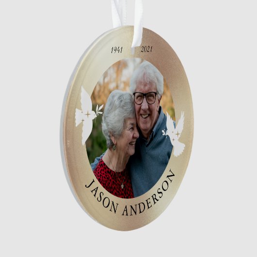 Memorial Keepake White Dove Imitate Gold Ornament (Vorderseite)