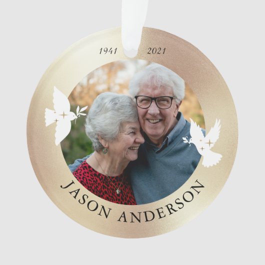 Memorial Keepake White Dove Imitate Gold Ornament (Vorderseite)