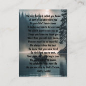 Memorial Keepake Wilderness Lake Canoy Visitenkarte (Rückseite)