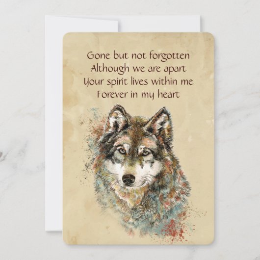 Memorial Keepake Wolf Wolves Tierart Einladung (Vorderseite)