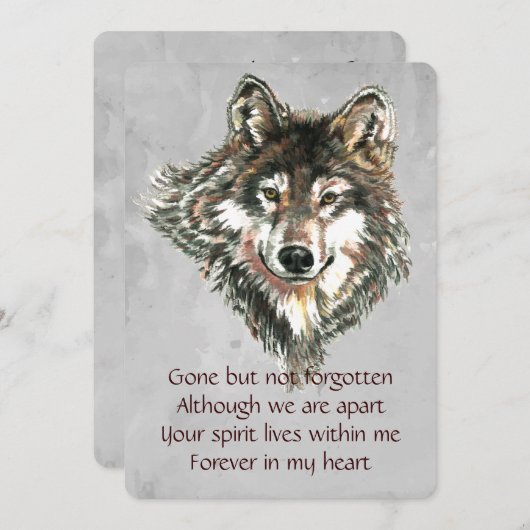 Memorial Keepake Wolf Wolves Tierart Einladung (Vorne/Hinten)