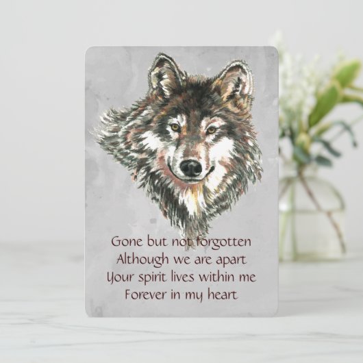 Memorial Keepake Wolf Wolves Tierart Einladung (Stehend Vorderseite)