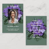 Memorial Keepsake African Violet Visitenkarte (Vorne/Hinten)