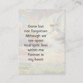 Memorial Keepsake Angel Reaching Visitenkarte (Rückseite)