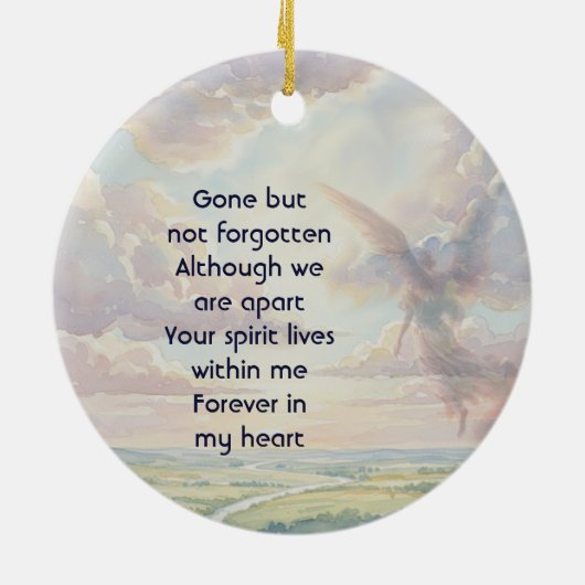 Memorial Keepsake Angel Sky Clouds Keramik Ornament (Hinten)