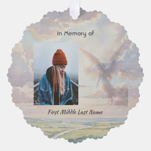 Memorial Keepsake Angel Sky Clouds Ornament Karte (Vorderseite)