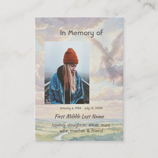 Memorial Keepsake Angel Sky Clouds Visitenkarte (Vorderseite)