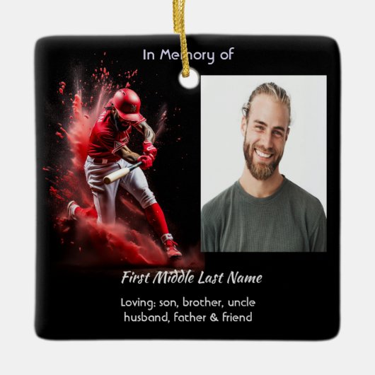  Memorial Keepsake Baseball Softball  Keramikornament (Vorderseite)