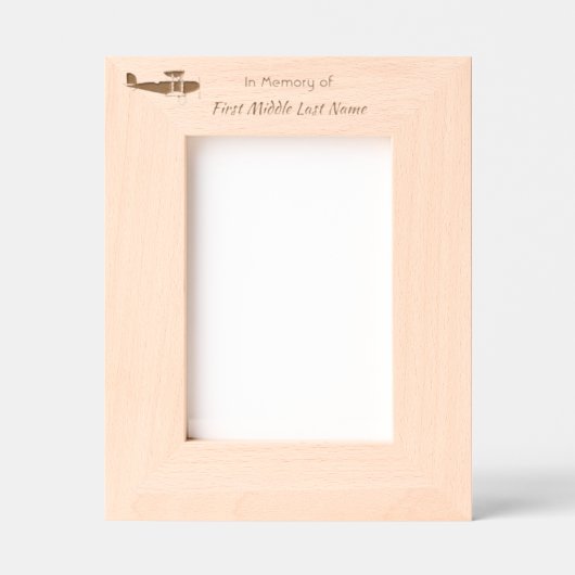 Memorial keepsake Biplane  Pilot Flying Sunset Geätzte Rahmen (Vorderseite)