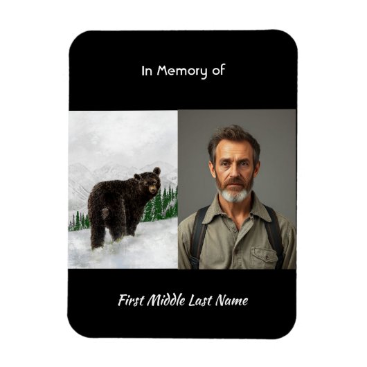 Memorial Keepsake Black Bear Animal Magnet (Vertikal)