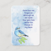 Memorial Keepsake  Bluebird Garden Bird  Visitenkarte (Vorderseite)
