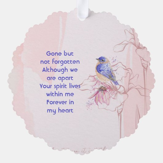 Memorial Keepsake Bluebird Garden Ornament Karte (Rückseite)