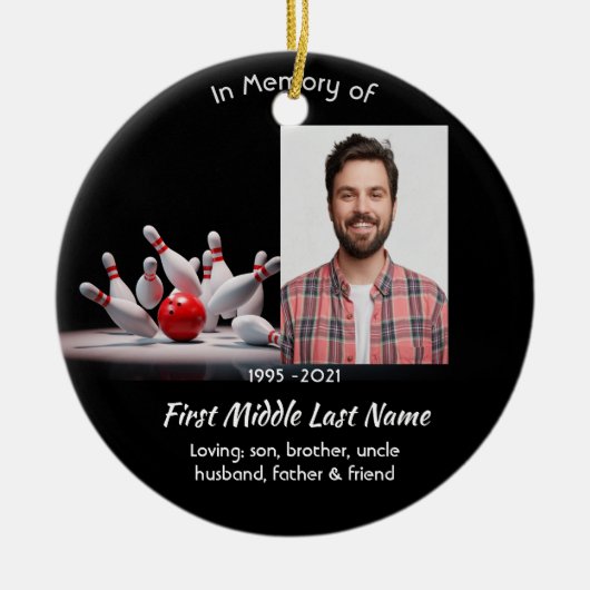  Memorial Keepsake Bowling Bowler Keramik Ornament (Vorne)