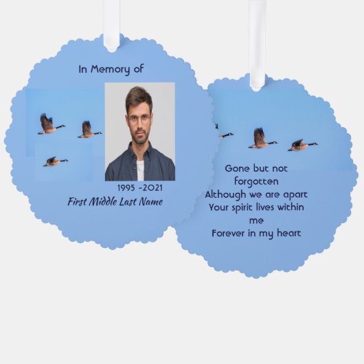 Memorial Keepsake Canada Goose Outdoors Ornament Karte (Vorderseite/Rückseite)