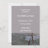 Memorial Keepsake Card Dragonfly Dewdrops Einladung (Rückseite)