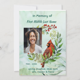 Memorial keepsake Cardinal Bird Einladung
