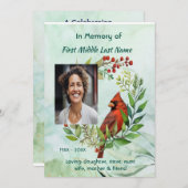 Memorial keepsake Cardinal Bird Einladung (Vorne/Hinten)