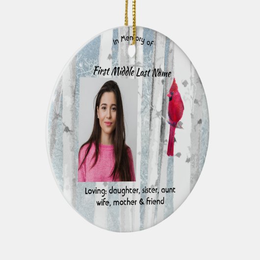 Memorial Keepsake Cardinal Bird Keramik Ornament (Rechts)