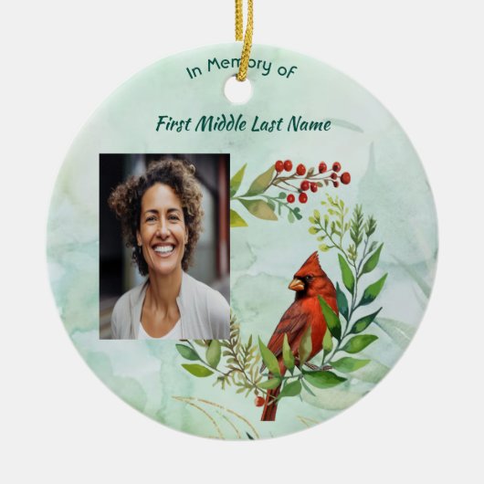 Memorial Keepsake Cardinal Bird Keramik Ornament (Vorne)