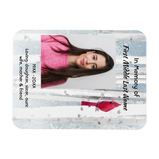 Memorial Keepsake Cardinal Bird Magnet (Horizontal)