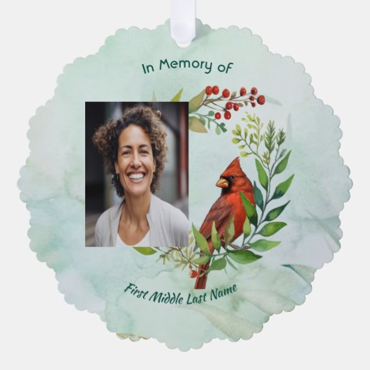 Memorial Keepsake Cardinal Bird Ornament Karte (Vorderseite)