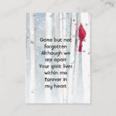 Memorial Keepsake Cardinal Bird Visitenkarte (Rückseite)