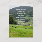 Memorial Keepsake Cattle Farm Landscape Visitenkarte (Rückseite)