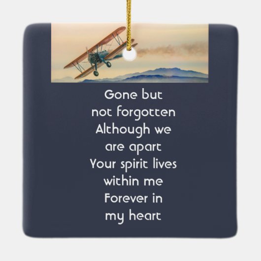 Memorial Keepsake  Clouds Biplane Sky Keramikornament (Rückseite)