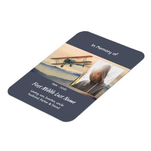 Memorial Keepsake  Clouds Biplane Sky Magnet (Linke Seite)