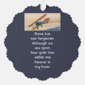 Memorial Keepsake Clouds Biplane Sky Ornament Karte (Rückseite)