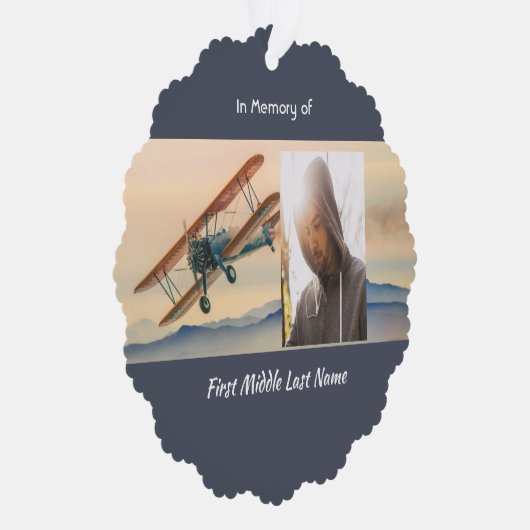 Memorial Keepsake Clouds Biplane Sky Ornament Karte (Rechts)