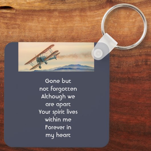 Memorial Keepsake  Clouds Biplane Sky Schlüsselanhänger (Rückseite)