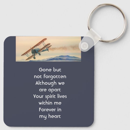 Memorial Keepsake Clouds Biplane Sky Schlüsselanhänger (Rückseite)