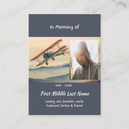 Memorial Keepsake  Clouds Biplane Sky Visitenkarte (Vorderseite)