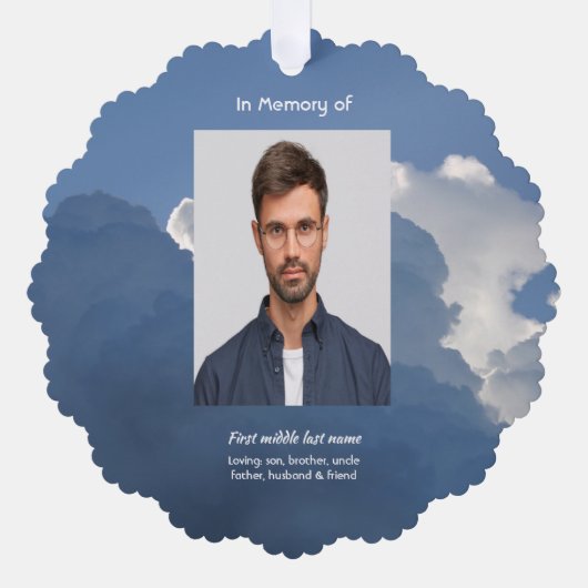 Memorial Keepsake Clouds Sky Heavenly Ornament Karte (Vorderseite)