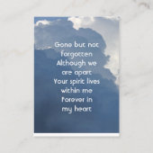 Memorial Keepsake Clouds Sky Heavenly Visitenkarte (Rückseite)