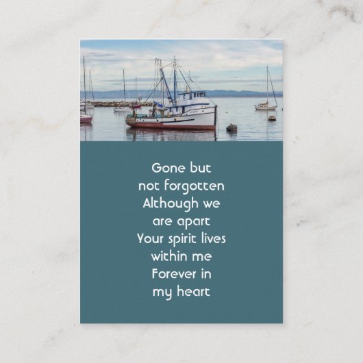 Memorial Keepsake Commercial Fisherman Telefonnummerkarte (Rückseite)