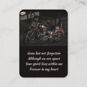 Memorial Keepsake Custom Motorcycle Biker Visitenkarte (Rückseite)