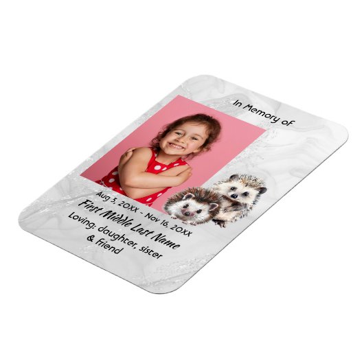 Memorial Keepsake Cute Hedgehog Children Magnet (Linke Seite)