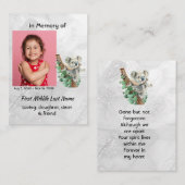 Memorial Keepsake Cute Koala Children Visitenkarte (Vorne/Hinten)