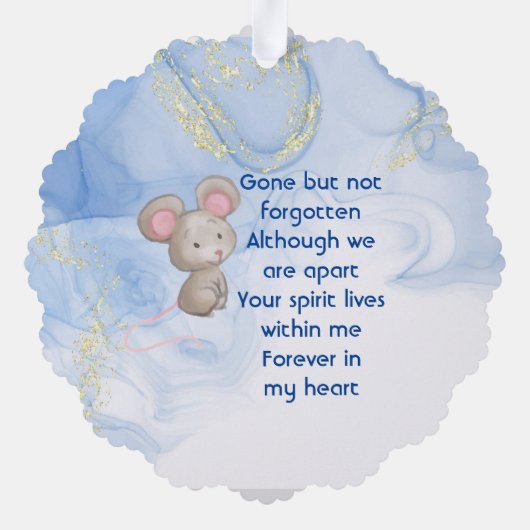 Memorial Keepsake Cute Little Mouse Children Ornament Karte (Rückseite)