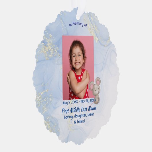 Memorial Keepsake Cute Little Mouse Children Ornament Karte (Rechts)