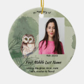 Memorial Keepsake Cute Owl Bird Keramik Ornament (Vorne)