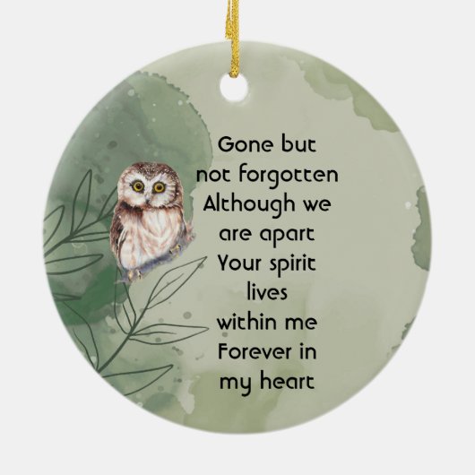 Memorial Keepsake Cute Owl Bird Keramik Ornament (Hinten)